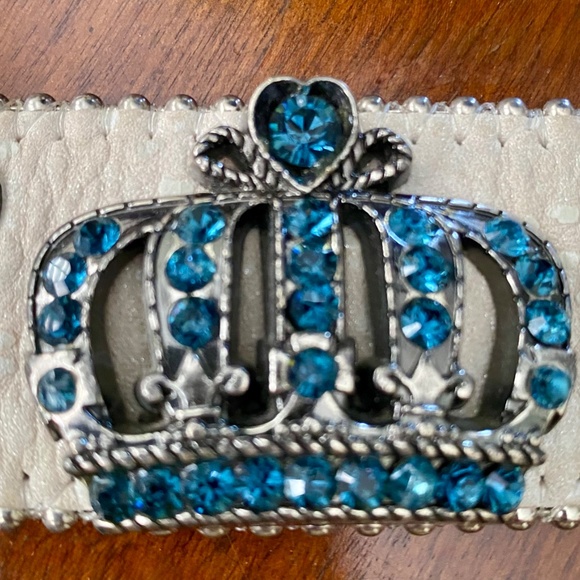 BB SIMON $595 Vintage Crown Collection Crystal Leather Cowgirl Rocker Belt 38 - Picture 8 of 15